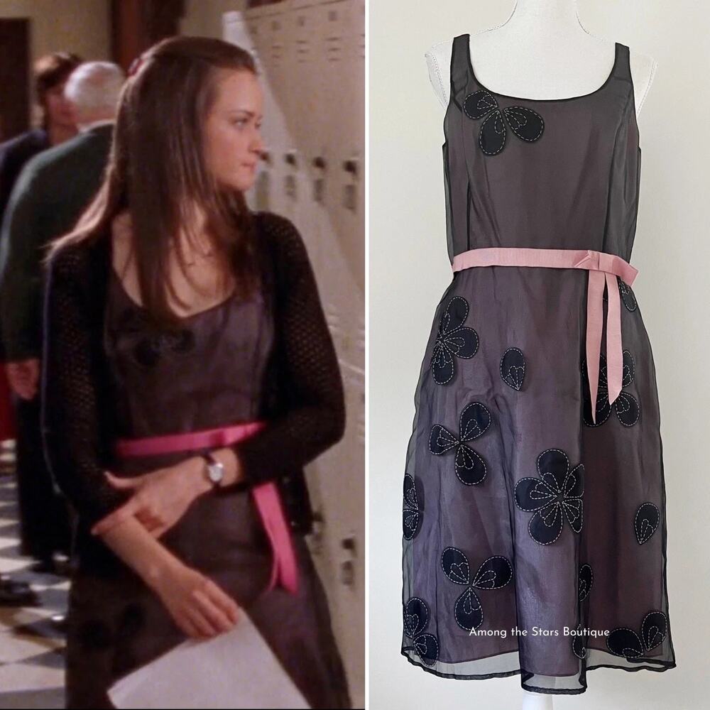 ASO Rory Gilmore Laundry Shelli Segal Pink Floral Dress Size 4 Y2K Gilmore Girls - Picture 4 of 10